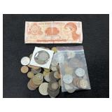 ASSORTED FOREIGN COINS AND CURRENCY