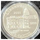 2001 CAPITOL VISITOR CENTER PROOF UNC SILVER