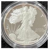 1986-S PROOF SILVER EAGLE - BOX AND COA
