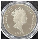 1998 NEW ZEALAND "ALBATROSS" $5 SILVER PROOF COIN