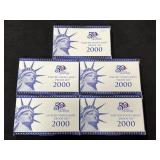 (5) 2000 U.S. MINT PROOF SETS