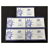 (5) 2001 U.S. MINT PROOF SETS
