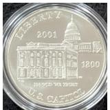 2001 CAPITOL VISITOR CENTER PROOF UNC SILVER