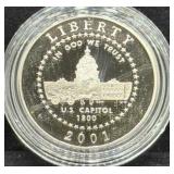 2001 CAPITOL VISITOR CENTER PROOF CLAD HALF DOLLAR