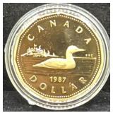1987 CANADA PROOF FIRST YEAR OF ISSUE DOLLAR COIN