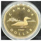 1987 CANADA PROOF FIRST YEAR OF ISSUE DOLLAR COIN