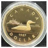 1987 CANADA PROOF FIRST YEAR OF ISSUE DOLLAR COIN