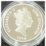 1994 NEW ZEALAND WINTER OLYMPICS $5 SILVER PROOF