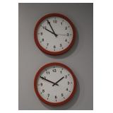 (2) Orange Analog Clocks