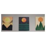 (3) Abstract Sunrise & Sunset Canvas Prints