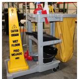 ULINE Grey Janitor Trolley w/ Supplies