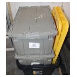 (2) Industrial Lidded Bins (2) Black/Yellow Bins