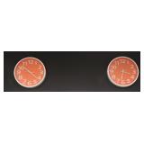 Set of 2 Orange & White Analog Clocks
