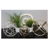 White & Brass Office Decor w/ Plants