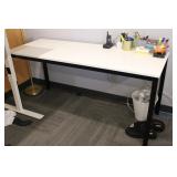 IKEA White Office Desk w/ Supplies & Trashcan