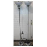 (2) Silver Tone Floor Lamps