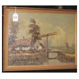 MID CENTURY OIL ON CANVAS LANDSCAPE