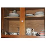 MUG, PLATES, SMALL VASE ETC ON SHELVES