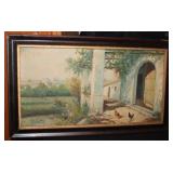 MID CENTURY OIL ON CANVAS LANDSCAPE