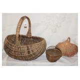 3 VINTAGE WICKER BASKETS