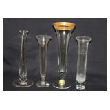 4 CLEAR GLASS VASES