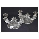 FOSTORIA 'NAVARRE'  DOUBLE CANDLEHOLDER PAIR