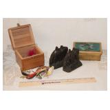 HORSE BOOKENDS, COVERED BOX, FISHING BAITS