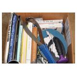 BOX OF CAT ITEMS AND CAT BOOKS