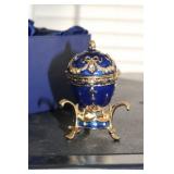 ENAMELED EGG BOX ON STAND IN BOX