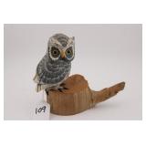 1981 JOYCE PHILLIPS HAND CARVED OWL