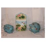 WALL POCKET & 2 PIGGY BANKS