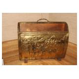 EMBOSSED BRASS ON WOOD MAGAZINE HOLDER