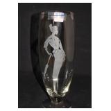 INTAGLIO ENGRAVED WOMAN ART GLASS VASE