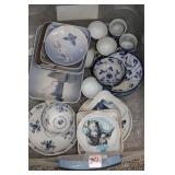 VARIOUS BLUE & WHITE DISHES