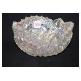 L.E. SMITH WHITE CARNIVAL GLASS BOWL