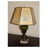 EMERALD GREEN TABE LAMP W/MARBLE BASE