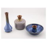 (3) SIGNED D. BOLING PIGEON FORGE POTTERY PCS.