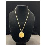 1996 $50 (1 OZ) GOLD COIN, 14K GOLD BEZEL AND 14K