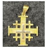 18K GOLD "JERUSALEM) CROSS PENDANT - 6.3 GRAMS -