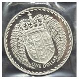 1976 NEW ZEALAND $1 COIN - IN BOX.
