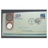 5 STATE QUARTERS & 5 PEACE MEDAL NICKEL FIRST DAY