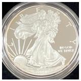 2008 - W PROOF SILVER EAGLE -BOX & COA - 99.9%