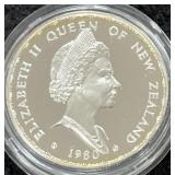 1980 NEW ZEALAND SILVER DOLLAR - 92.5% SILVER -