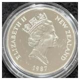 1987 NEW ZEALAND PROOF SILVER DOLLAR - 92.5%