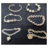 (6) ASSORTED STERLING SILVER BRACELETS - 126.8 GRS