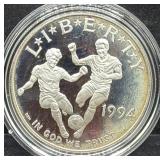 1994 WORLD CUP PROOF SILVER DOLLAR - 90% SILVER