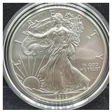2012 UNC SILVER EAGLE - BOX & COA - 99.9% SILVER -