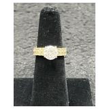 GOLD WASHED STERLING SILVER AND WHITE STONE RING
