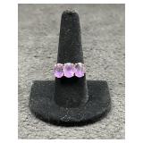 14K GOLD AND 3 AMETHYST RING - 3.5 GRAMS TOTAL