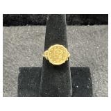 14K GOLD RING WITH 1851 GOLD $1 COIN - 7.1 GRAMS